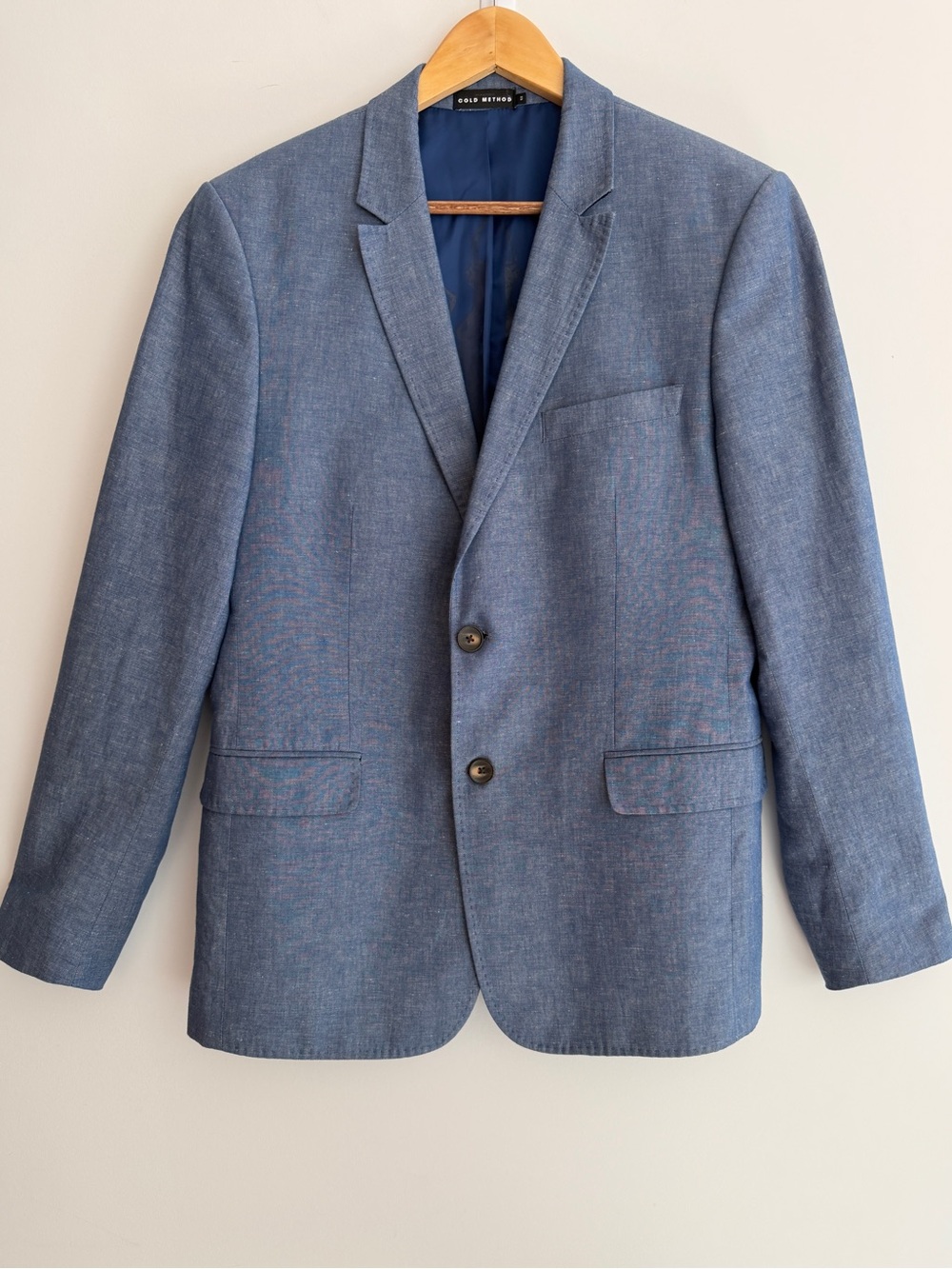 COLD METHOD Two Button Blazer Sport Coat Cotton Linen Blend Business Casual